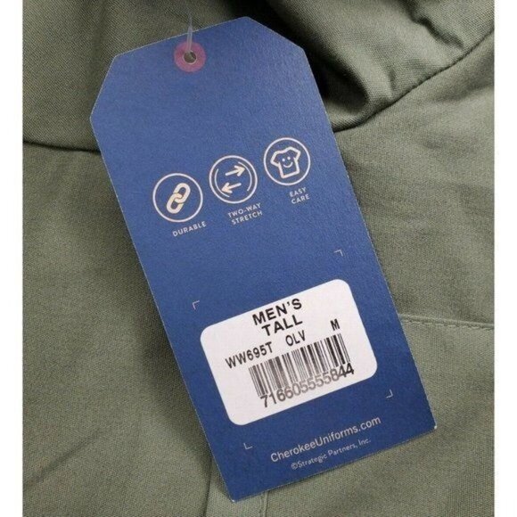 Men's Tall Olive Green 2-Way Stretch Scrub Top Style WW695T - Durable - Picture 10 of 12